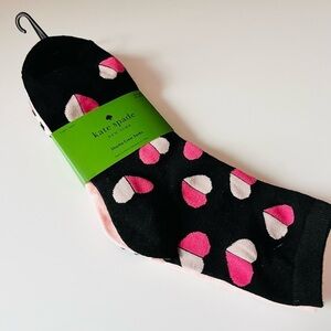 Kate Spade New York 3-Pack Crew Socks Polka Dot Stripe Black Pink NWT